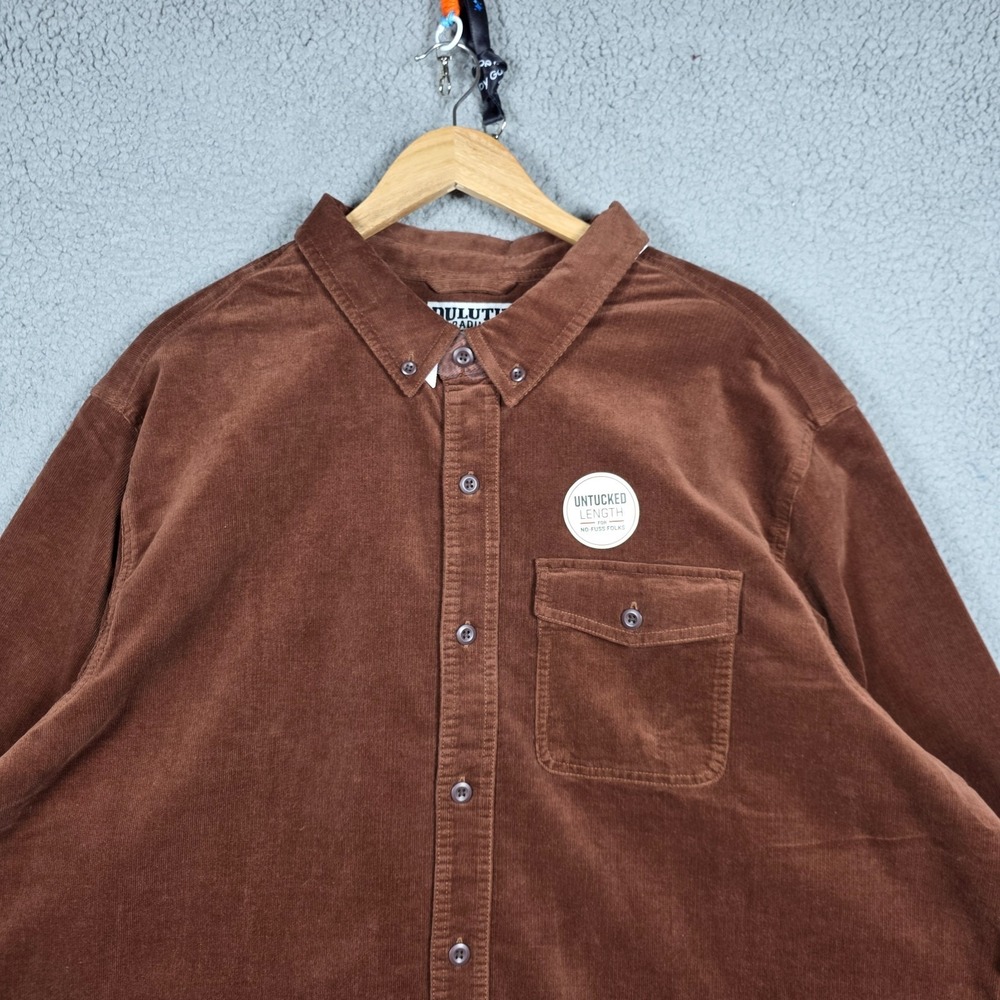 Duluth Trading Co Shirt Mens Size 2XL Brown Corduroy Standard Untucked Fit NWT - Picture 2 of 13